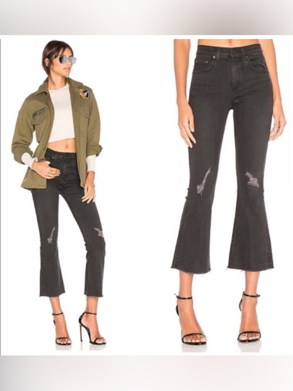 Rag & Bone 10 Inch Crop Flare in the Color BlackThorne